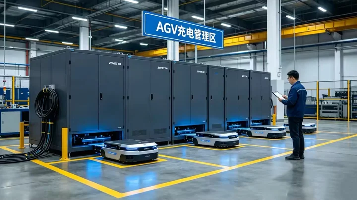 众御 ZOYET AGV 充电仓与充电柜，助力车间现场能源规范化管理